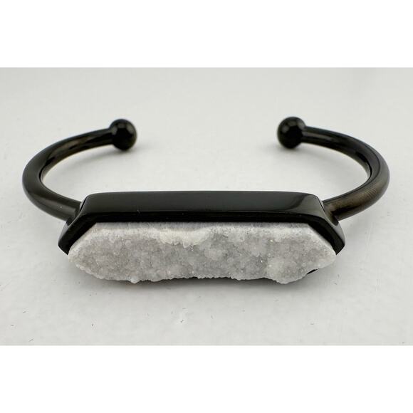Black Ondine White Quartz Bangle Bracelet - Picture 7 of 12